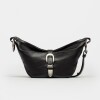 Bandolera Bambú En Cuero Satinado Negro