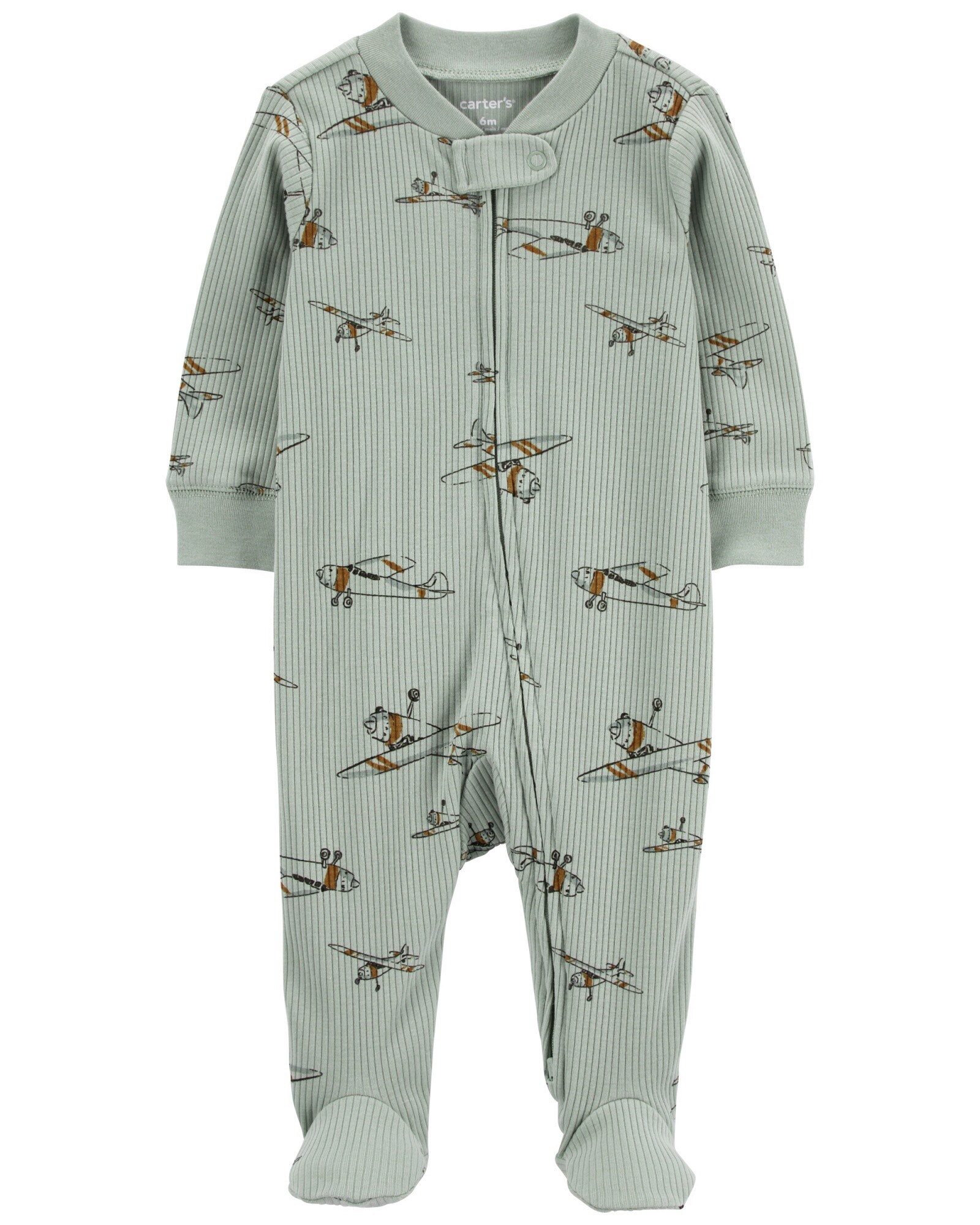 Pijama una pieza de algodón térmico, con pie, diseño aeroplanos Sin color