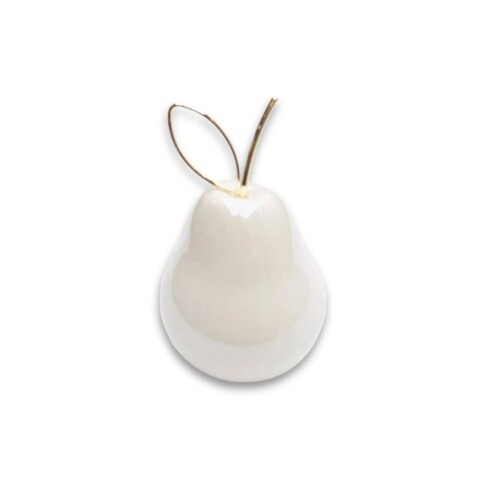 PERA DECORATIVA 7.5CM BLANCO/DORADO PERA DECORATIVA 7.5CM BLANCO/DORADO