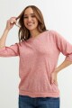 Sweater manga 3/4 cuello V ROSA