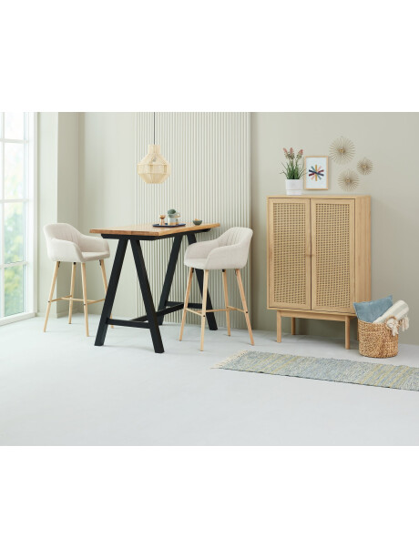 Taburete de bar ADSLEV tela beige/color roble Taburete de bar ADSLEV tela beige/color roble