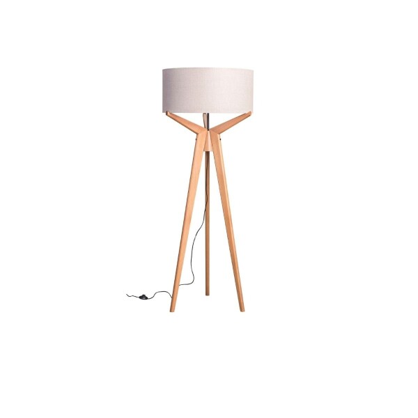 LAMPARA DE PIE MADERA MACIZA NAVI TRIPPE CON PANTALLA CRUDA LAMPARA DE PIE MADERA MACIZA NAVI TRIPPE CON PANTALLA CRUDA