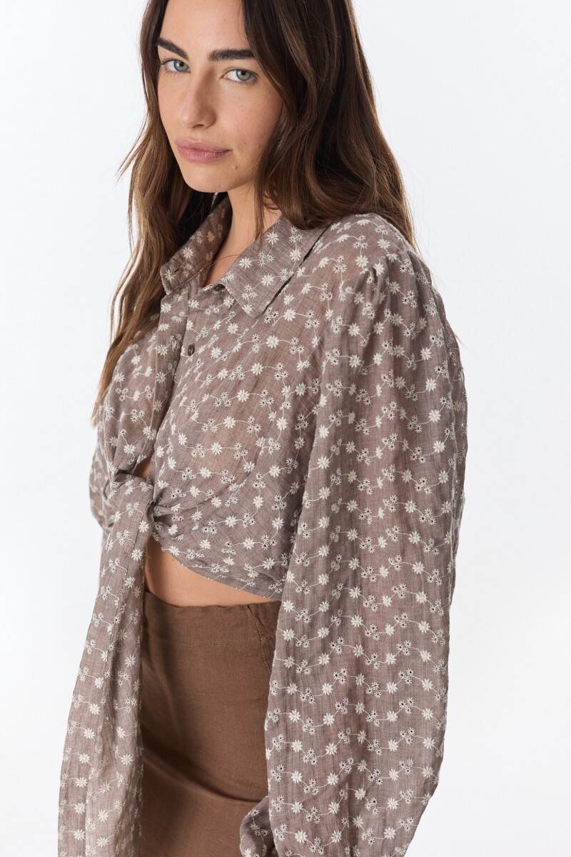 Top Mona Marron Broderie