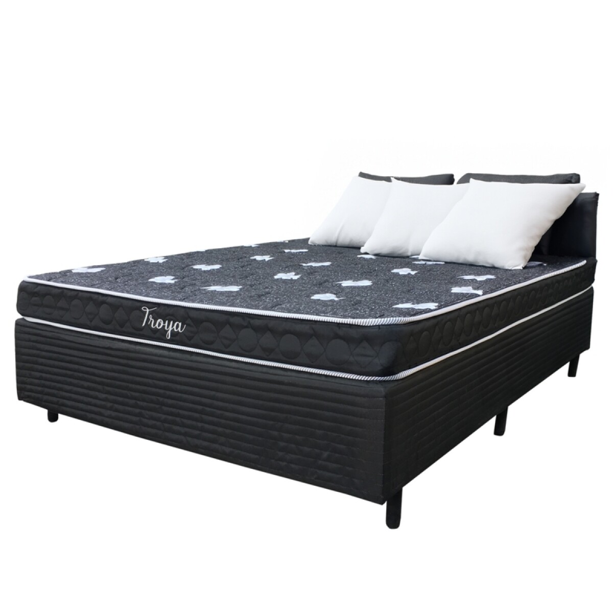 DOS PLAZAS + BOX - Conjunto de Sommier Troya Espuma D65 D26 2 plazas 138x188x55 cm 120Kg 