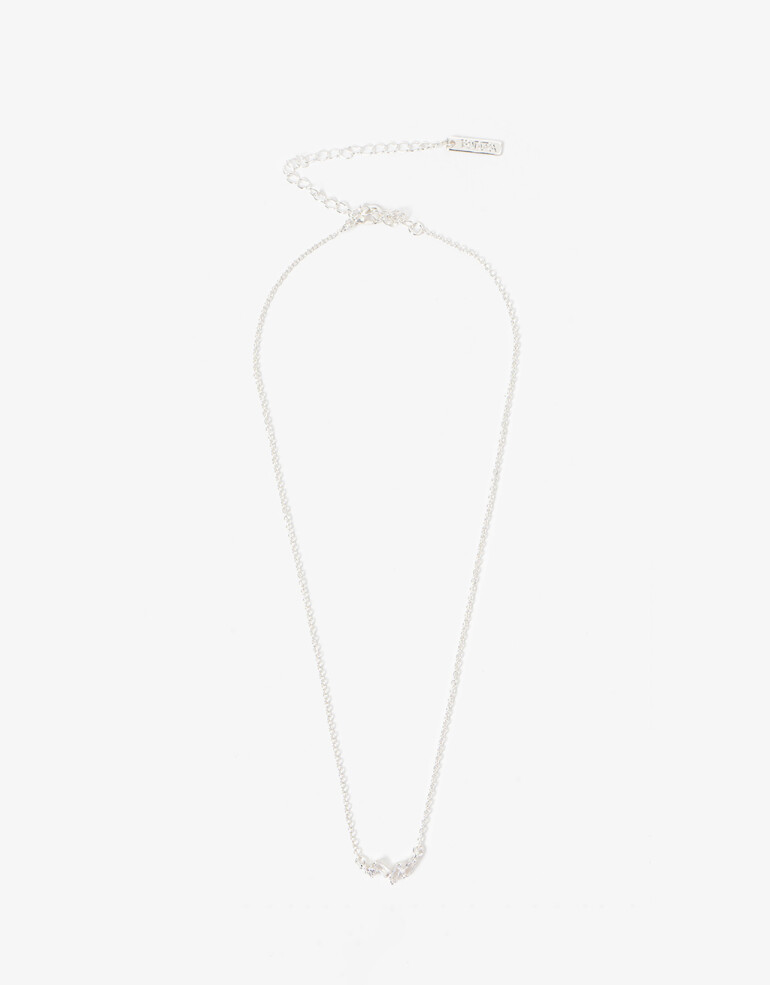 Cadena Corta con Dije Strass Collar Con Dije Cubic Zirconia - Plateado