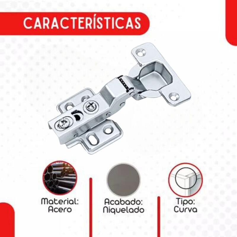 Pack X4 Bisagras Autoreten 35mm De Calzoleta Semi Curva Gris