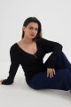 Sweater con cierre frontal NEGRO