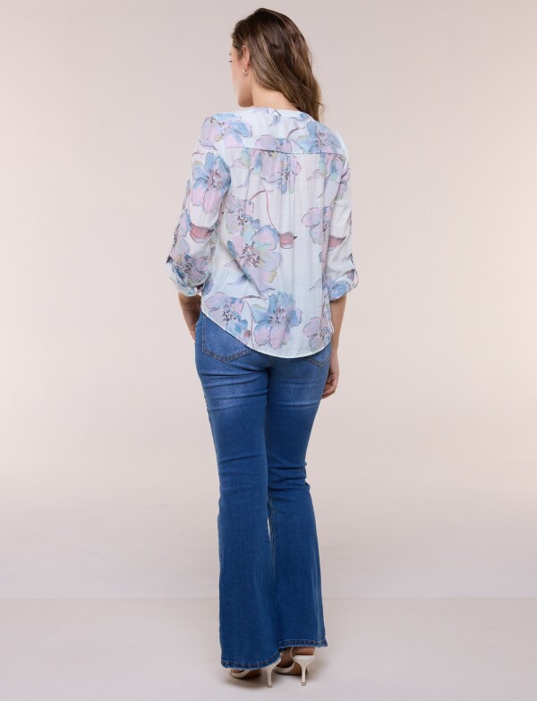 Blusa Botones Nudo CELESTE/MULTI