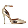 Zapato Mujer Vizzano Metalizado Taco Alto Dorado