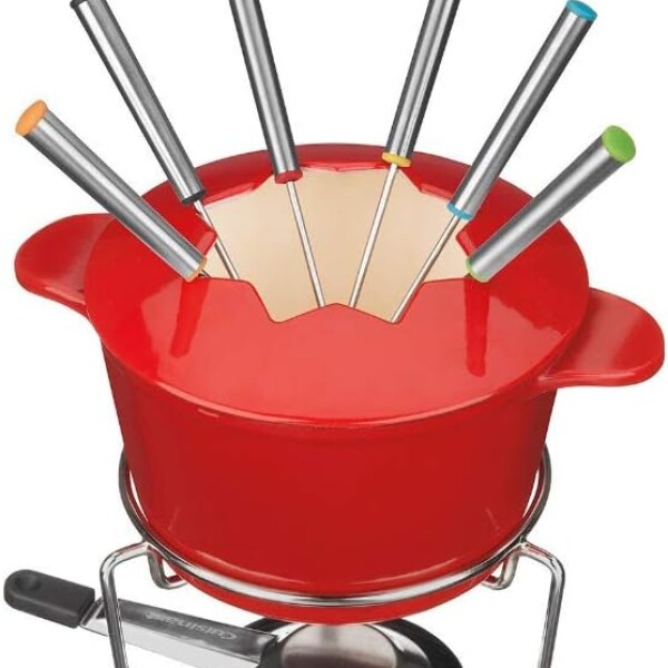 JUEGO DE FONDUE HIERRO FUNDIDO ROJO JUEGO DE FONDUE HIERRO FUNDIDO ROJO