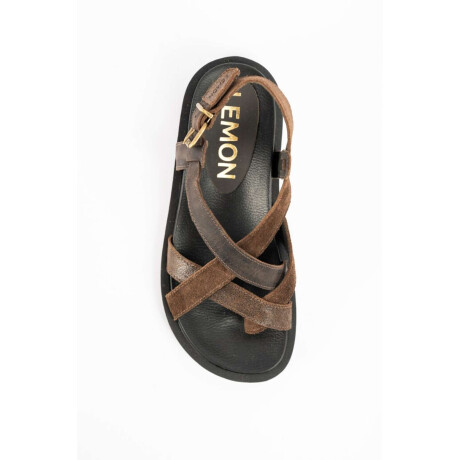 Sandalias De Cuero Tiras Cruzadas Chocolate