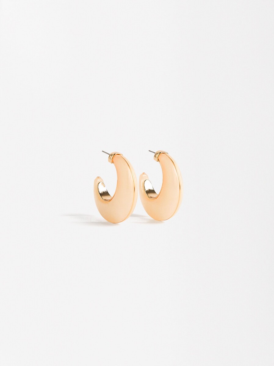 Aros Perlados Con Borde Metálico - beige 