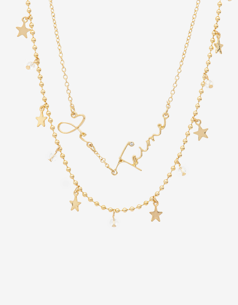 Collares Cortos Strass Collar Layer Je T'aime - Dorado