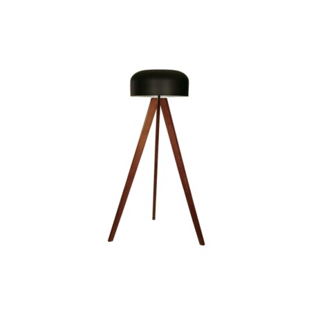 Lampara De Pie Negra Diseño Moderno Hongo Madera Real Metal 001