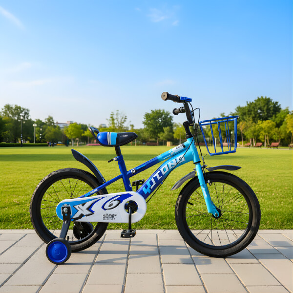Bicicleta Infantil Yjtong R18 Canasto Rueditas Guardabarro Azul 1