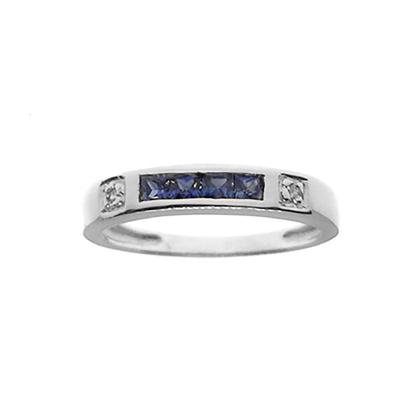 Anillo Tana de oro blanco 18k con brillantes y zafiros Anillo Tana de oro blanco 18k con brillantes y zafiros