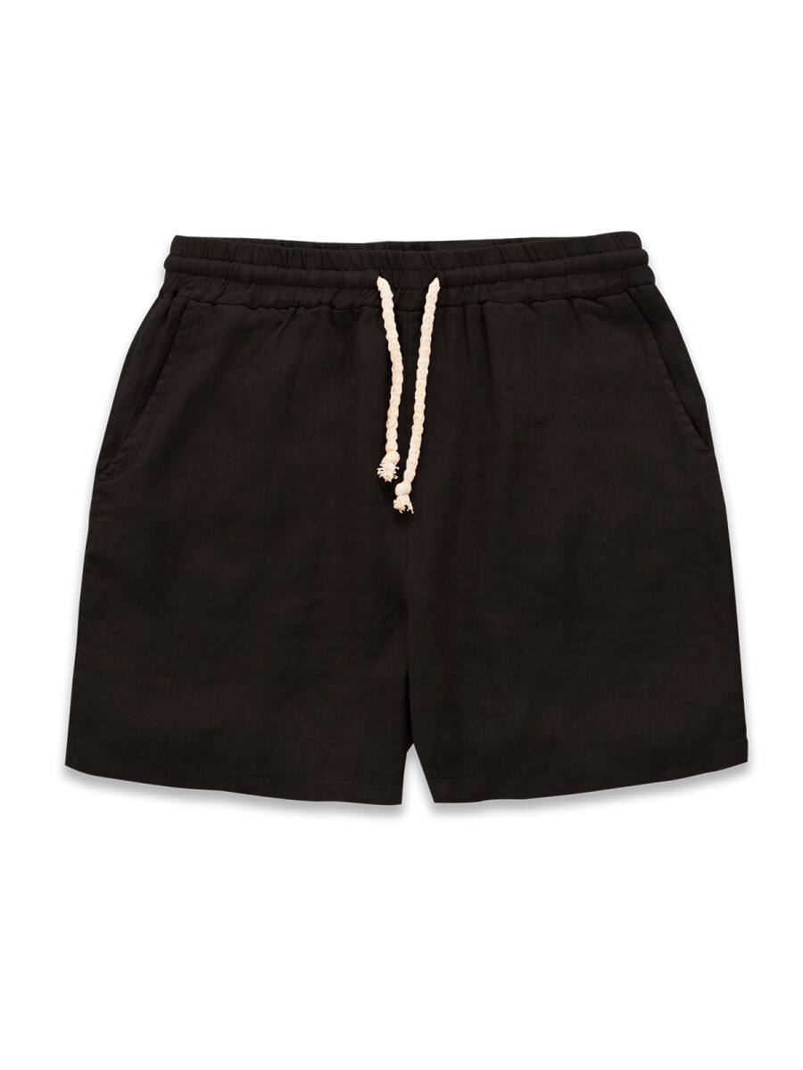 Heavy linen shorts - Black 