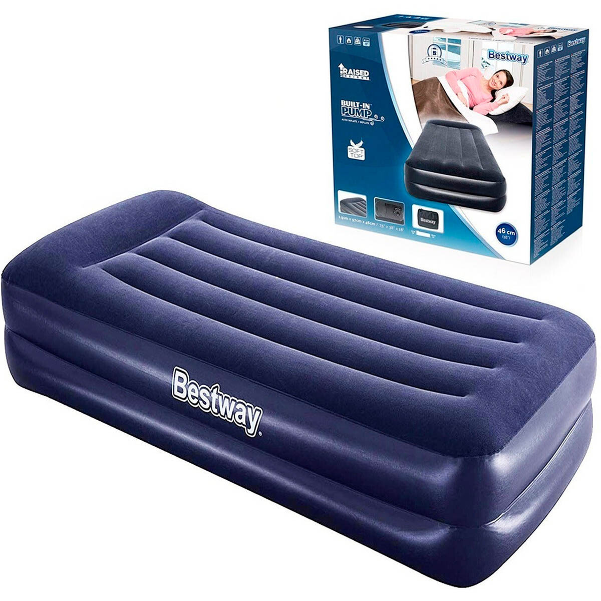 Colchón Sommier Inflable Bestway 1 Plaza Camping 