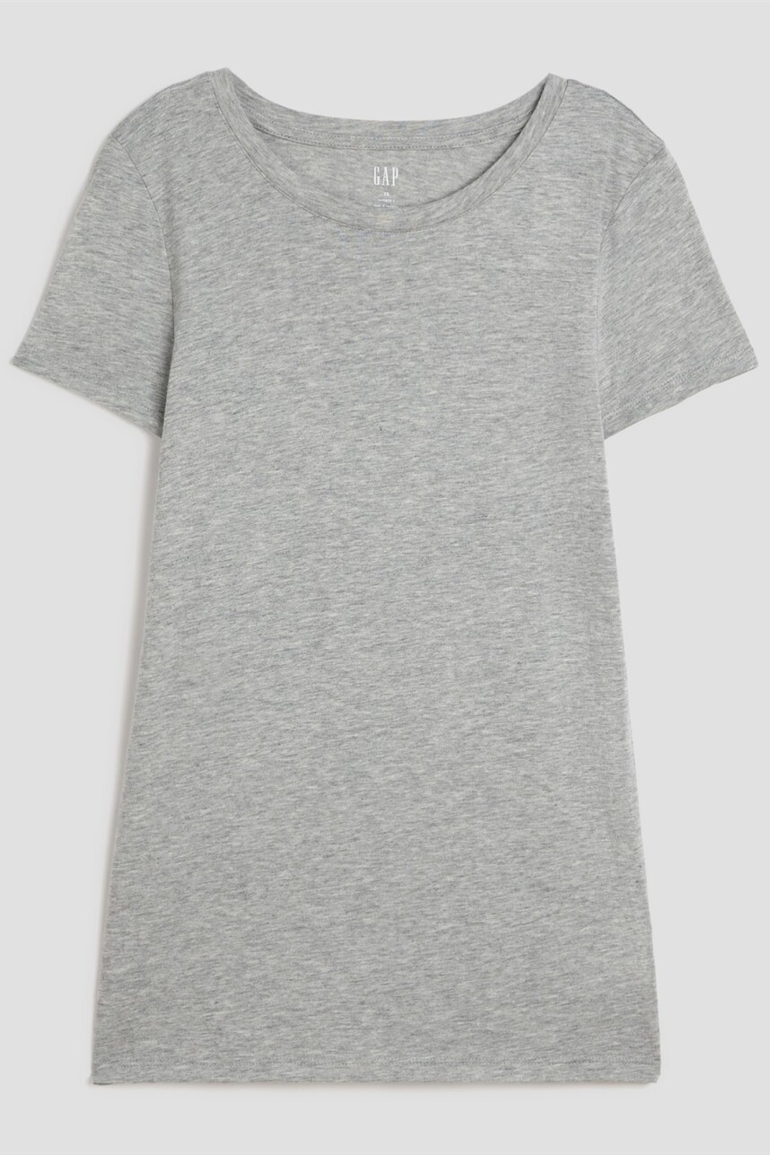 Remera Manga Corta Cuello Redondo Mujer Light Heather Grey