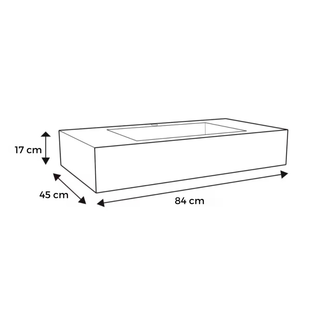 Mueble de baño suspendido de porcelanato Negro Milano 84 cm con bacha incorporada Mueble De Baño Suspendido De Porcelanato Negro Milano 84 Cm Con Bacha Incorporada