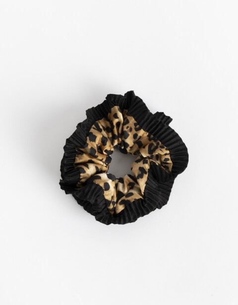Skunzies Estampados Scrunchie Plisado Animal Print - Combinacion Bicolor