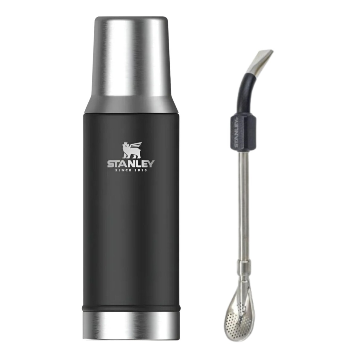 Set Stanley Termo tapa mate 2en1 800ml + Bombilla - Negro 