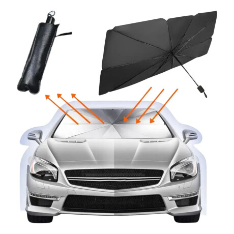Parasol Para Auto con Funda Tipo Paraguas Con Filtro UV Negro