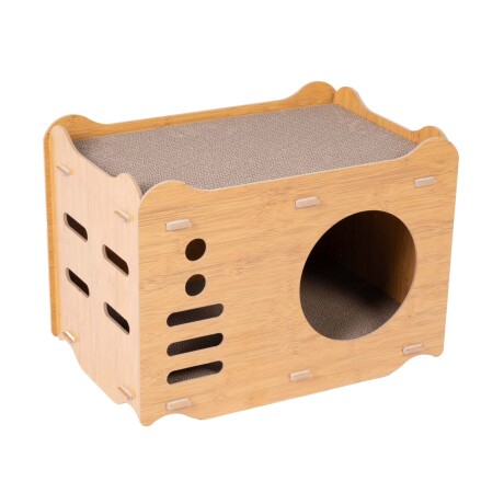 CAMA CASITA II MADERA NATURAL-BEIGE CON RASCADOR