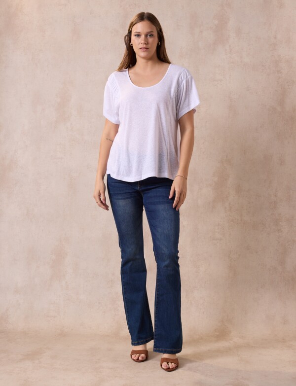 Remera Lino Frunce BLANCO