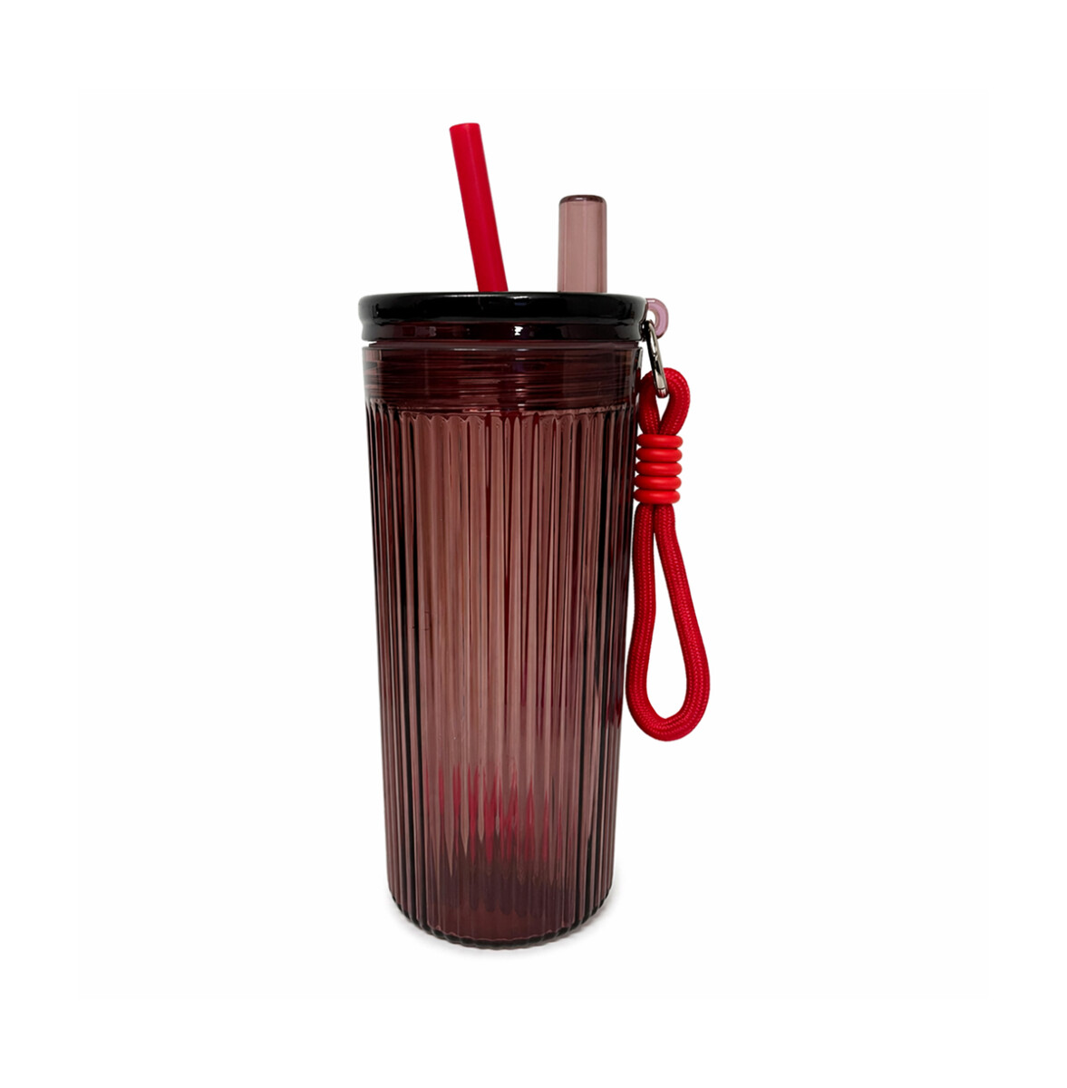 Vaso acrílico con sorbito y colgante flor 750ml - Rosado 