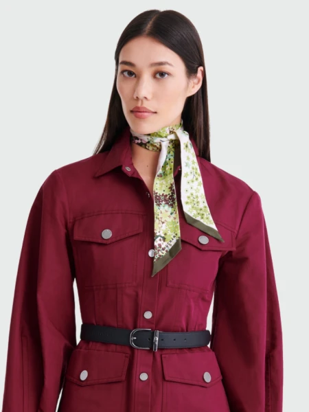 Longchamp - Cinta de seda estampada Verde
