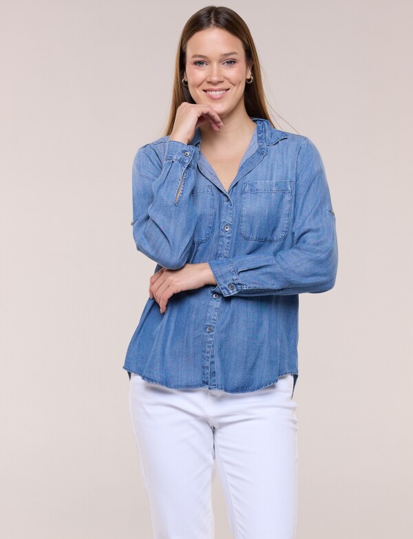 Camisa Tencel Manga Roll-up JEAN