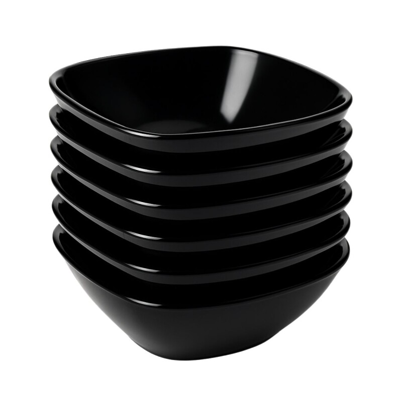 Set x6 Bowl semi cuadrado 480ml Opalina NEGRO