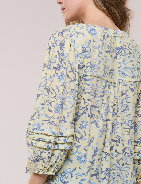Blusa Holgada Con Alforzas MULTI/AMARILLO