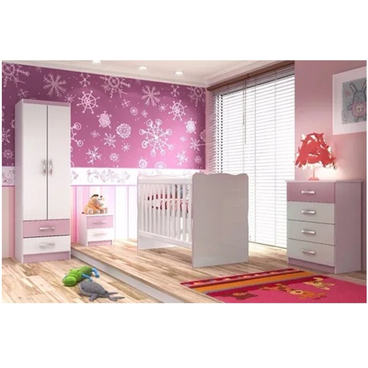 JUEGO DE DORMITORIO PARA BEBE - ROSADO 