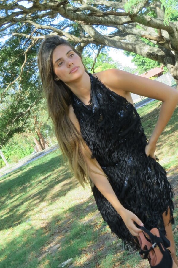 Mini Fringes Dress Negro