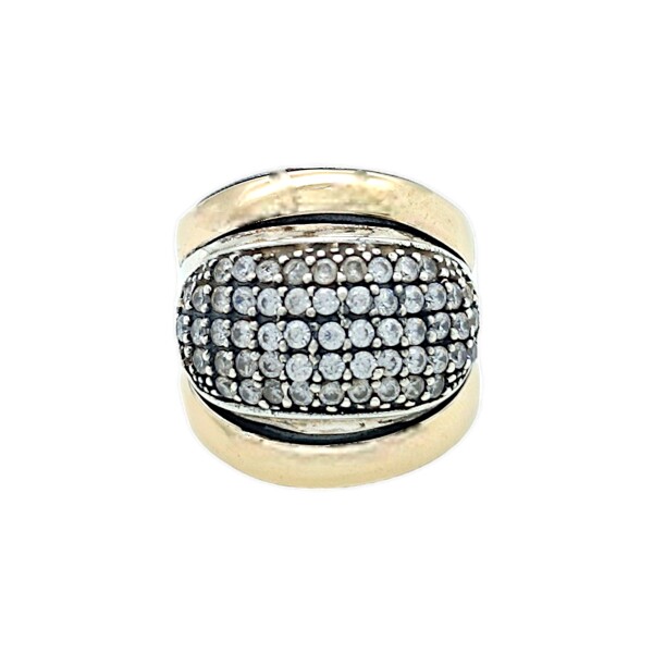 Anillo Cúpula-Plata y Oro-Piedra Zirconia-AN5365 conpiedra