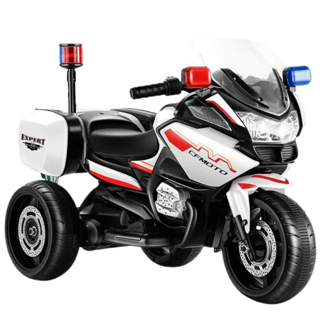 Moto Policía A Batería Con Reversa, Luces Sonido Blanco
