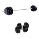 Kit 2 Mancuernas + Barra Recta Maciza 1.8m + 30 Kilos Pesas 2x10Kg 2x5Kg