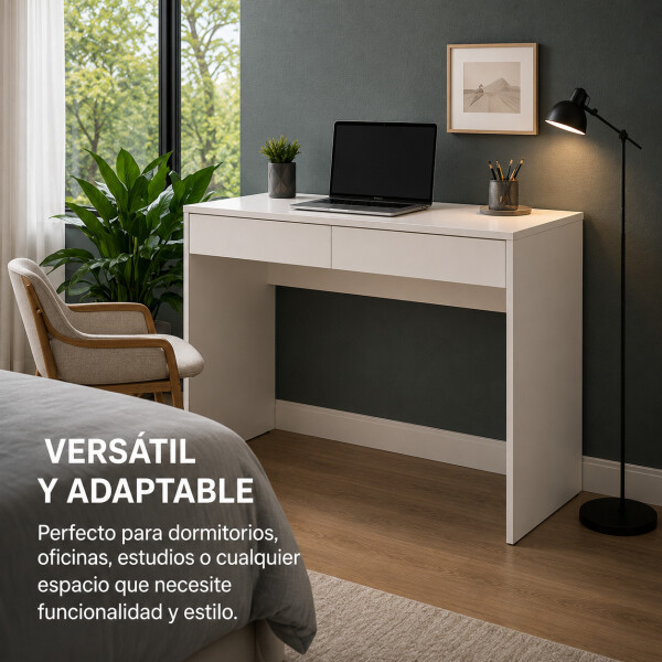 Escritorio Mesa ComboHome 120 Cm 2 Cajones Calidad Premium Blanco 1