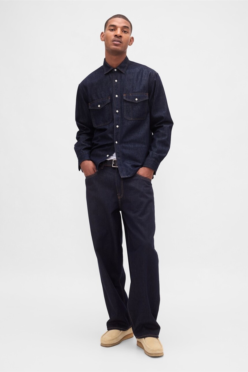 Camisa De Jean Ultrasoft Hombre Dark Rinse