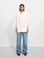 Poncho De Punto Con Botones blanco