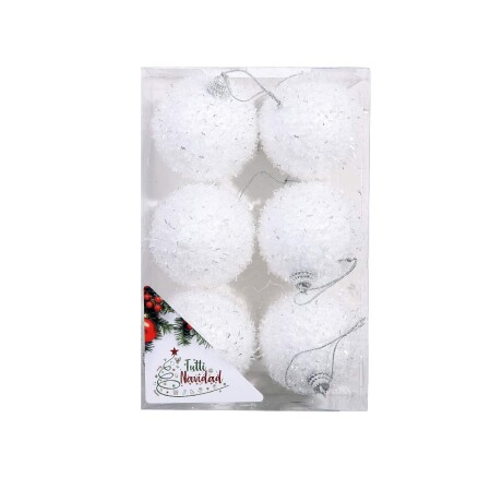 Esfera Blanca Con Glitter X 6 Unidades 6cm Esfera Blanca Con Glitter X 6 Unidades 6cm