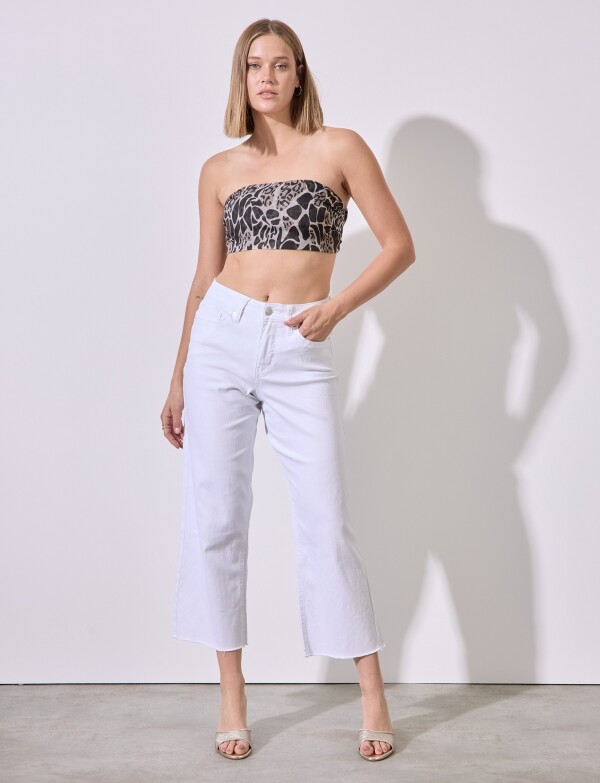 Jean Wide Crop BLANCO