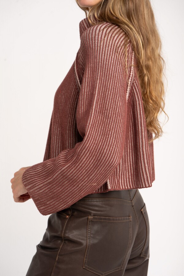 Sweater Algodón Cierre Bordeaux