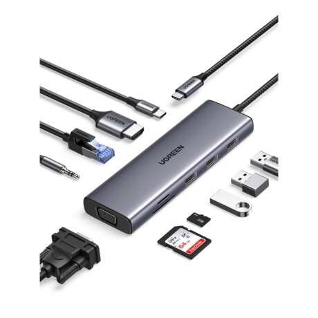 Ugreen Hub 4K Tipoc USB 3.0/HDMI/VGA/RJ45/SD 001
