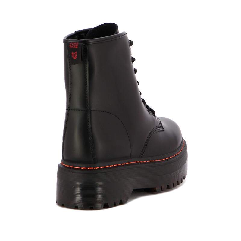 Darkness Bota Dama C/plataforma Acordonada - Negro Negro