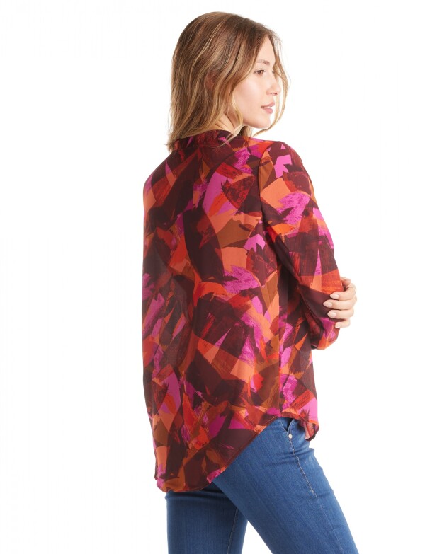 Blusa Gasa Print MULTI/MARRON