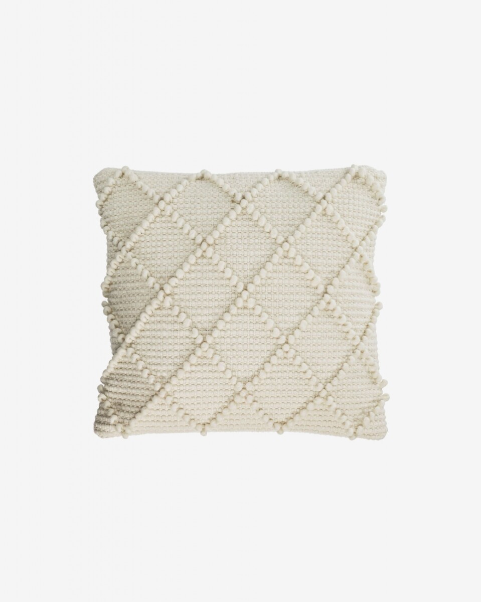 Almohadón Kerenise de lana y algodón blanco 45 x 45 cm 
