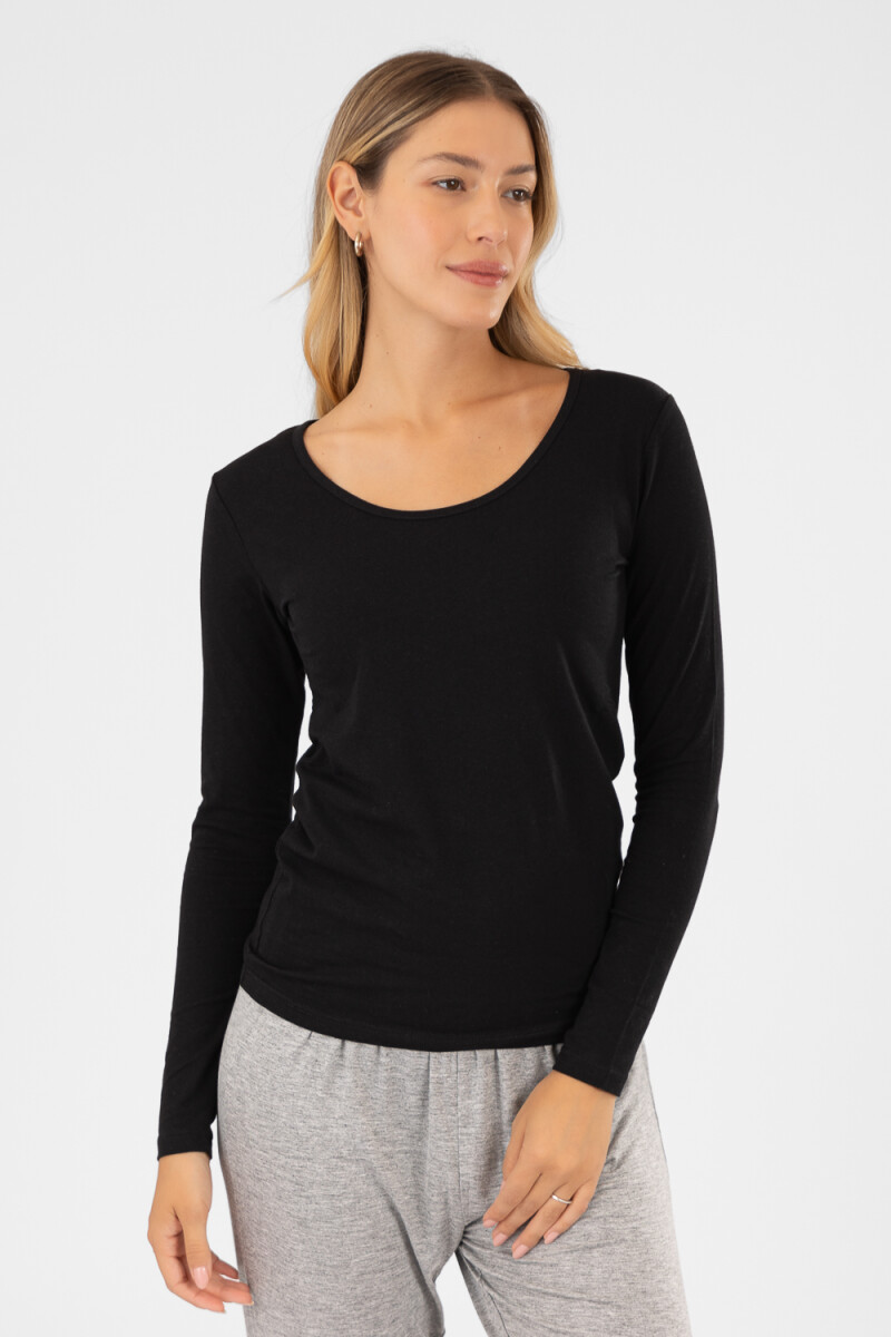 Remera algodón elastano Negro